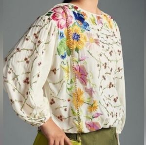 Anthropologie Tiny Lori Embroidered Floral Top